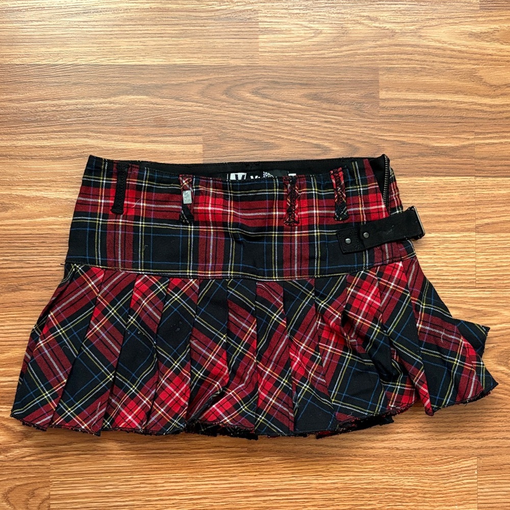 Plaid Red and Black Women's mini  Skirt
